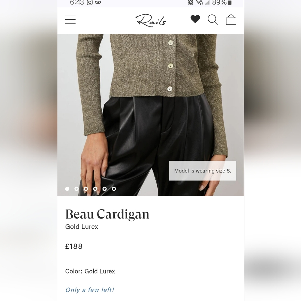 Rails Ribbed V-Neck Button Cardigan - Brown Olive - Picture 4 of 6